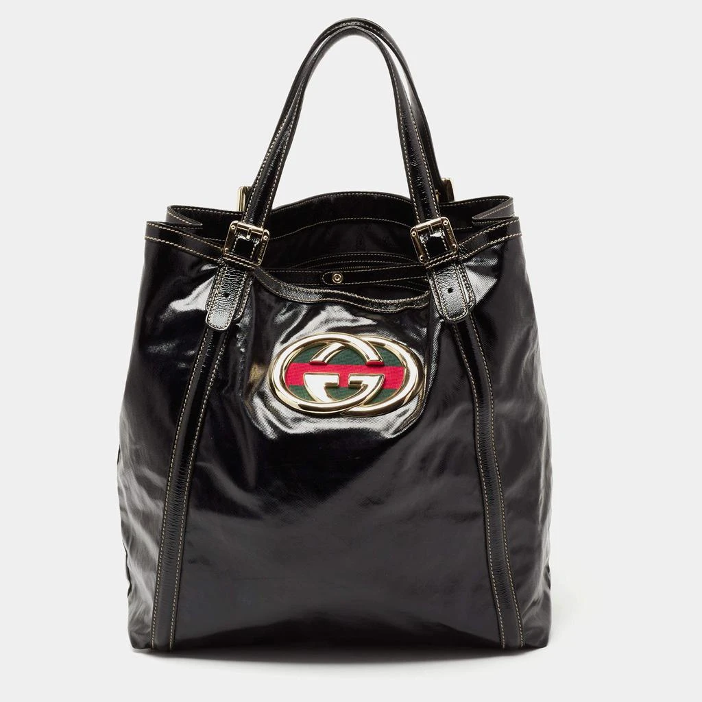 商品[二手商品] Gucci|Gucci Black Coated Fabric Large Dialux Britt Tote,价格¥4917,第1张图片