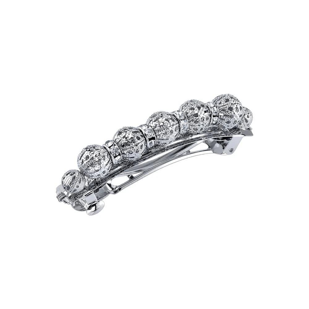 商品2028|Women's Silver-Tone Filigree Beaded with Crystal Barrette,价格¥194,第1张图片