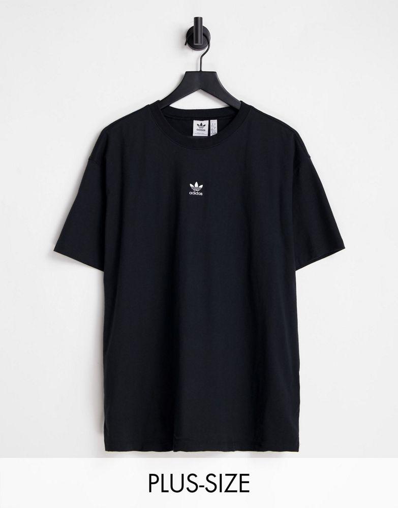 adidas Originals Plus essentials t-shirt with central logo in black商品第1张图片规格展示