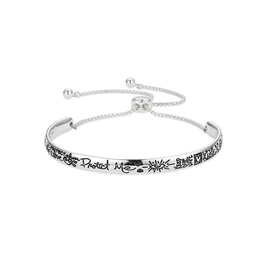 商品Unwritten|Silver Plated "Protect Me" Graffiti Cuff Bolo Bracelet,价格¥410,第1张图片