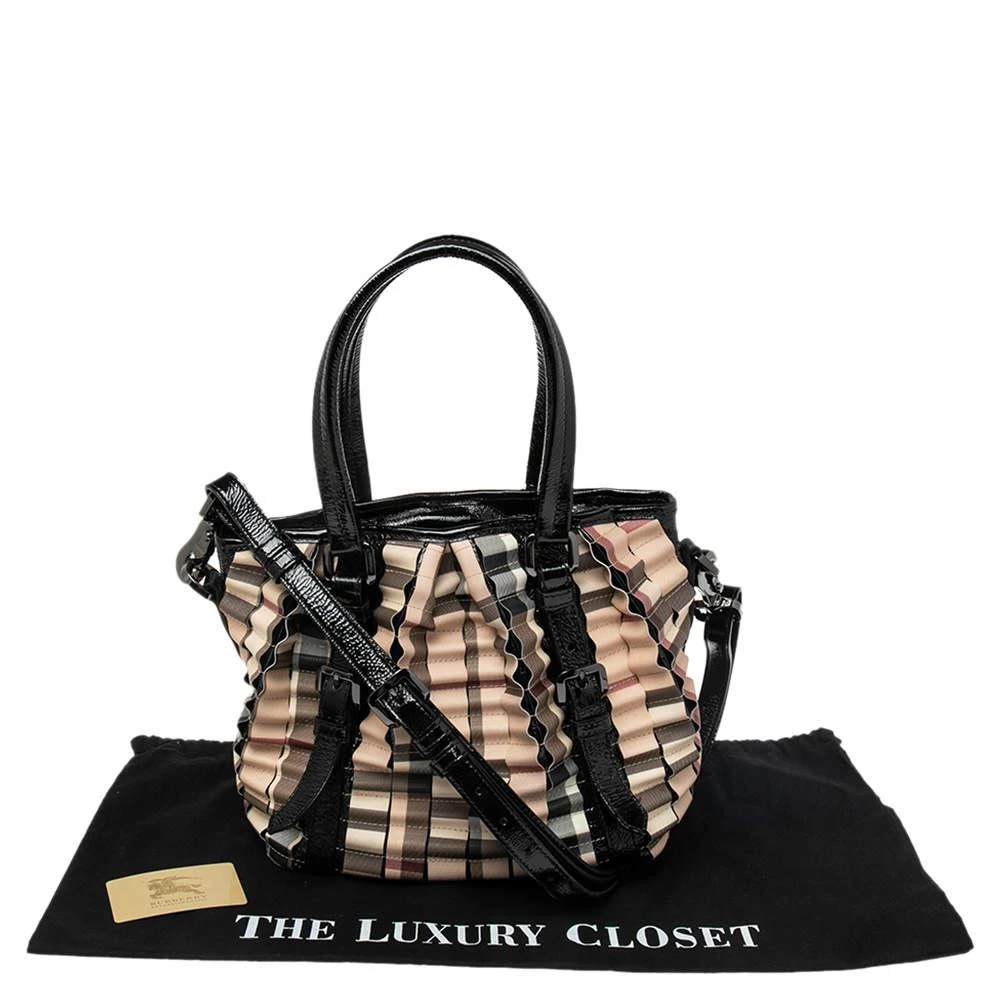 Burberry Black/Beige House Check PVC and Patent Leather Cartridge Pleat Tote 商品