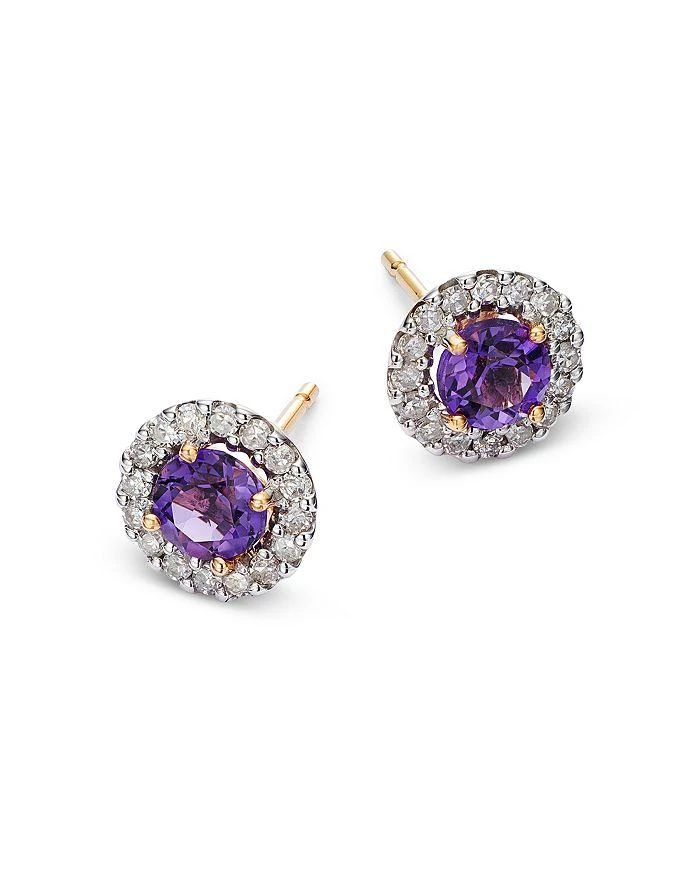 商品Moon & Meadow|14K Yellow Gold Amethyst & Diamond Stud Earrings,价格¥3404,第3张图片详细描述