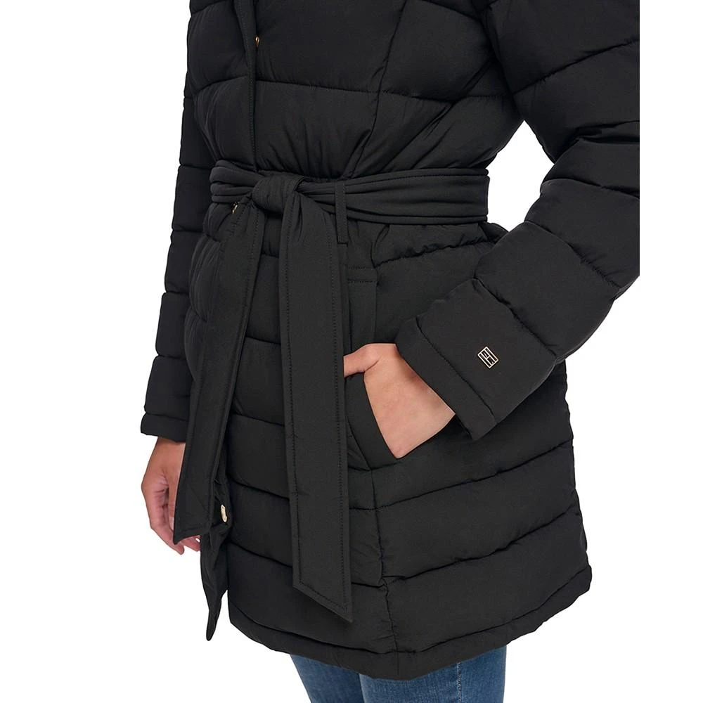 Women's Belted Faux-Fur-Trim Hooded Puffer Coat, Created for Macy's 商品