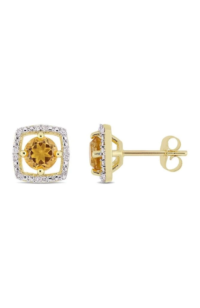 商品DELMAR|10K Gold Citrine & Diamond Halo Stud Earrings,价格¥2601,第1张图片