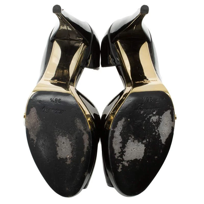 Louis Vuitton Black Patent Peep Toe D'Orsay Pumps Size 36.5 商品