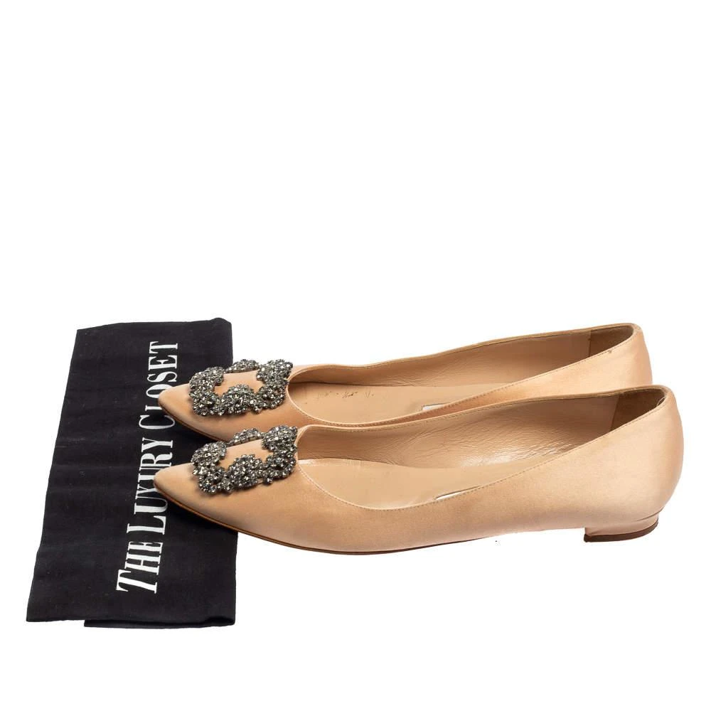 Manolo Blahnik Beige Satin Hangisi Flat Pumps Size 37 商品