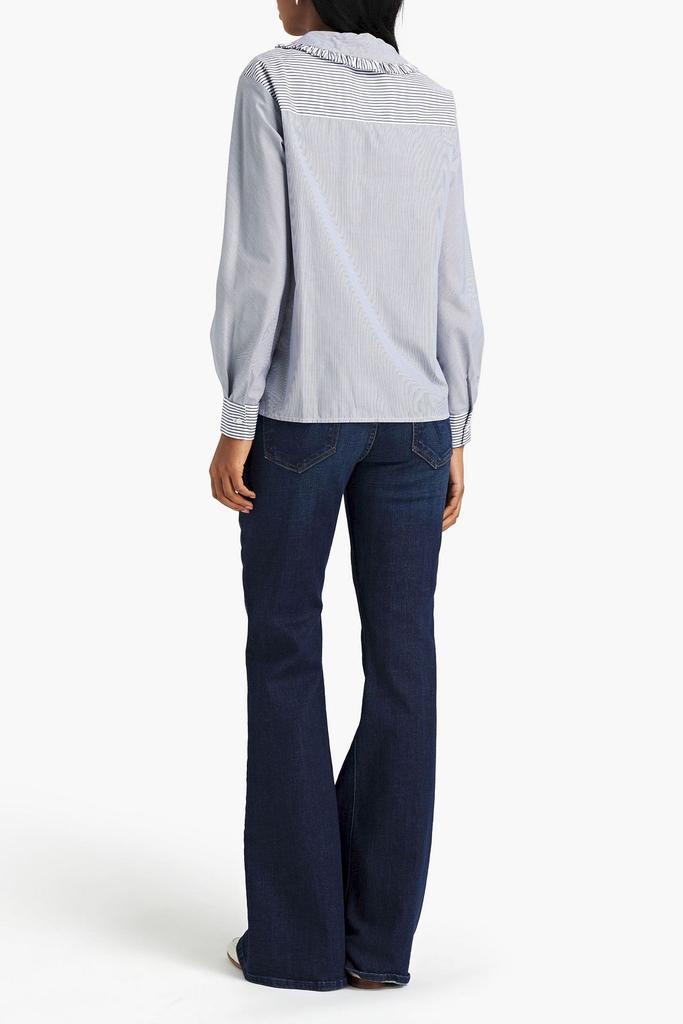 商品Maje|Civial ruffle-trimmed striped cotton-poplin shirt,价格¥980,第1张图片