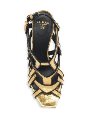 商品Balmain|Urania Crinkle Metallic Leather Sandals,价格¥3650,第5张图片详细描述