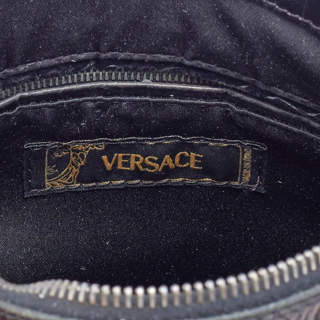 Versace Metallic Black Croc Embossed Leather Studded Satchel 商品