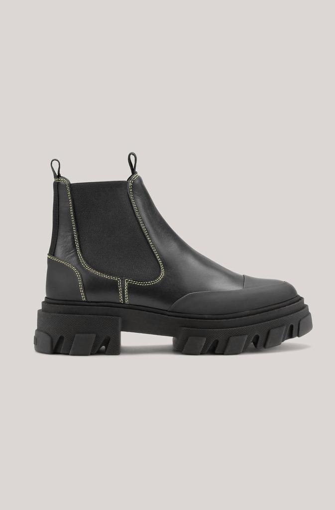 商品Ganni|Calf Leather Low Chelsea Boot In Black,价格¥1976,第1张图片