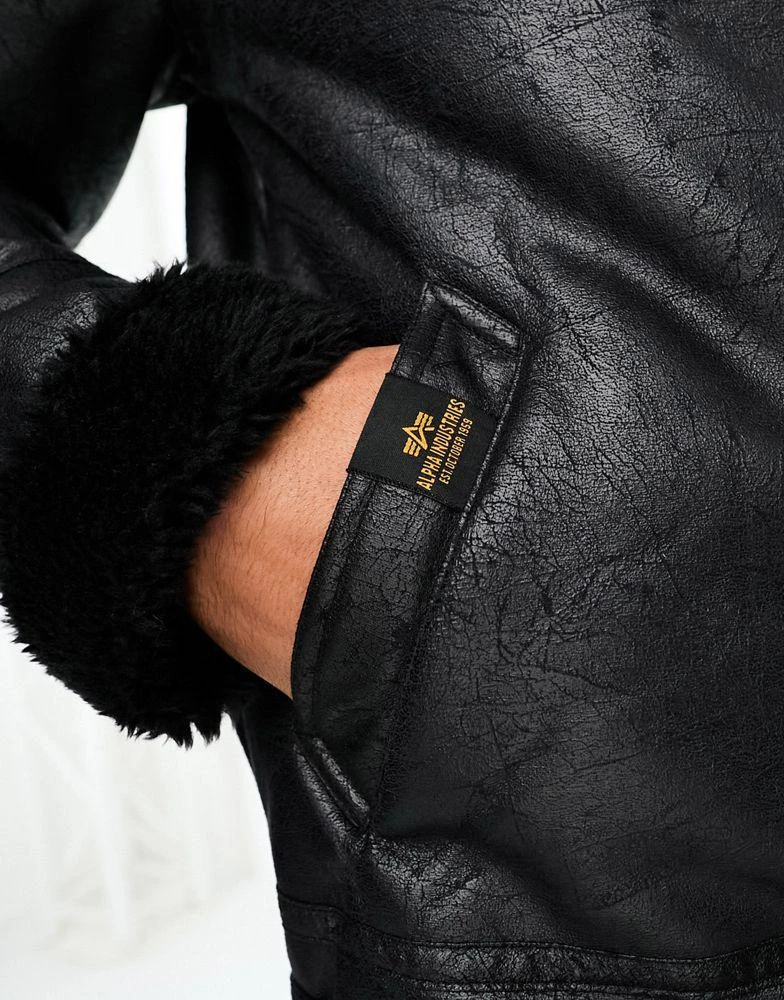 商品Alpha Industries|Alpha Industries B3 faux leather shearling flight jacket in black,价格¥1340,第3张图片详细描述