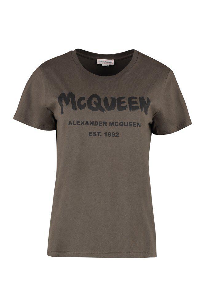 商品Alexander McQueen|Alexander McQueen Logo Printed Crewneck T-Shirt,价格¥1532,第1张图片