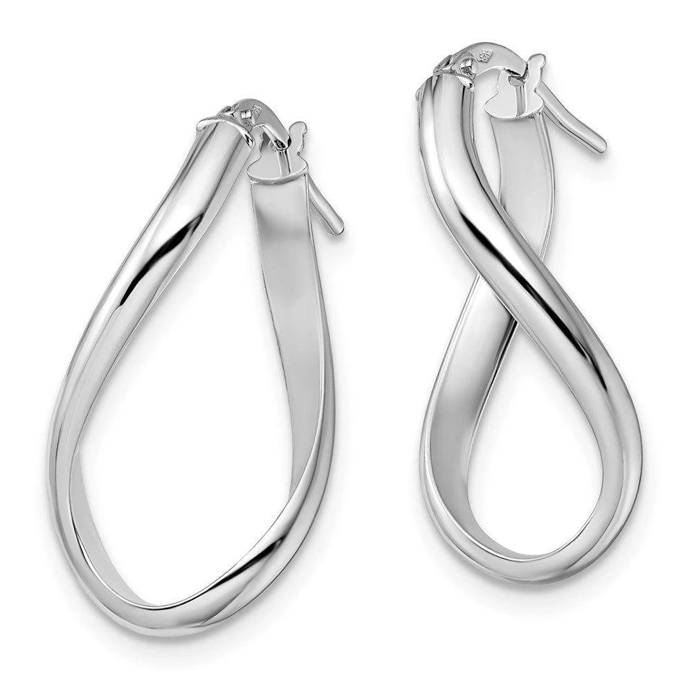 商品Diamond2Deal|14K White Gold Polished Oval Shape Twisted Hoop Earrings,价格¥4271,第2张图片详细描述