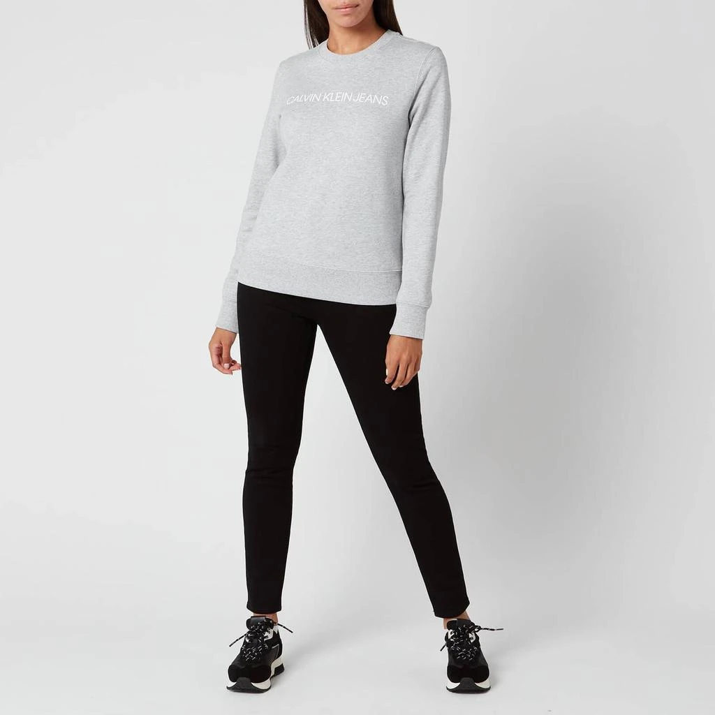 商品Calvin Klein|Calvin Klein Jeans Women's Institutional Core Logo Crew Neck 卫衣 - Light Grey Heather,价格¥301,第3张图片详细描述