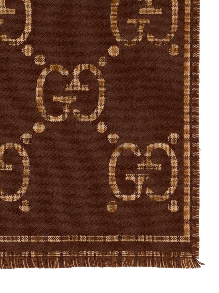 商品Gucci|Gg & Plaid Wool Jacquard Scarf,价格¥3568,第2张图片详细描述