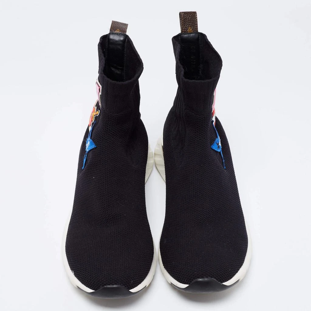 商品[二手商品] Louis Vuitton|Louis Vuitton Black Knitted Fabric Black Heart High Top Sneakers Size 41,价格¥2496,第3张图片详细描述