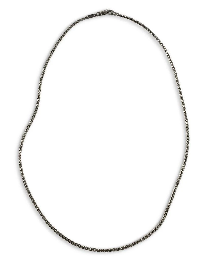 商品John Hardy|Men's Classic Chain Silver 2.7mm Box Chain Necklace with Satin Matte Black Rhodium, 24",价格¥3201,第1张图片