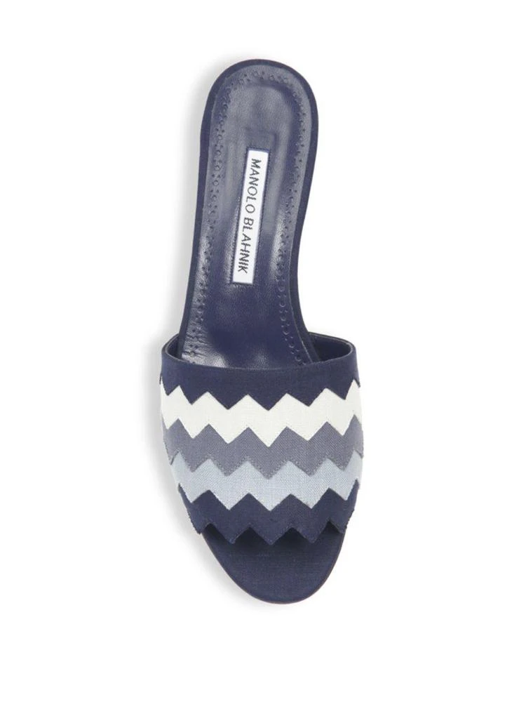 商品Manolo Blahnik|Lochba 30 Chevron Linen Slides,价格¥2248,第4张图片详细描述