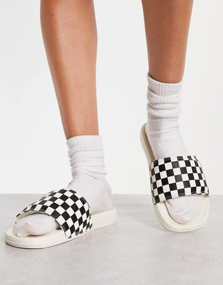 商品Vans|Vans La Costa checkerboard sliders in black and white,价格¥215,第4张图片详细描述