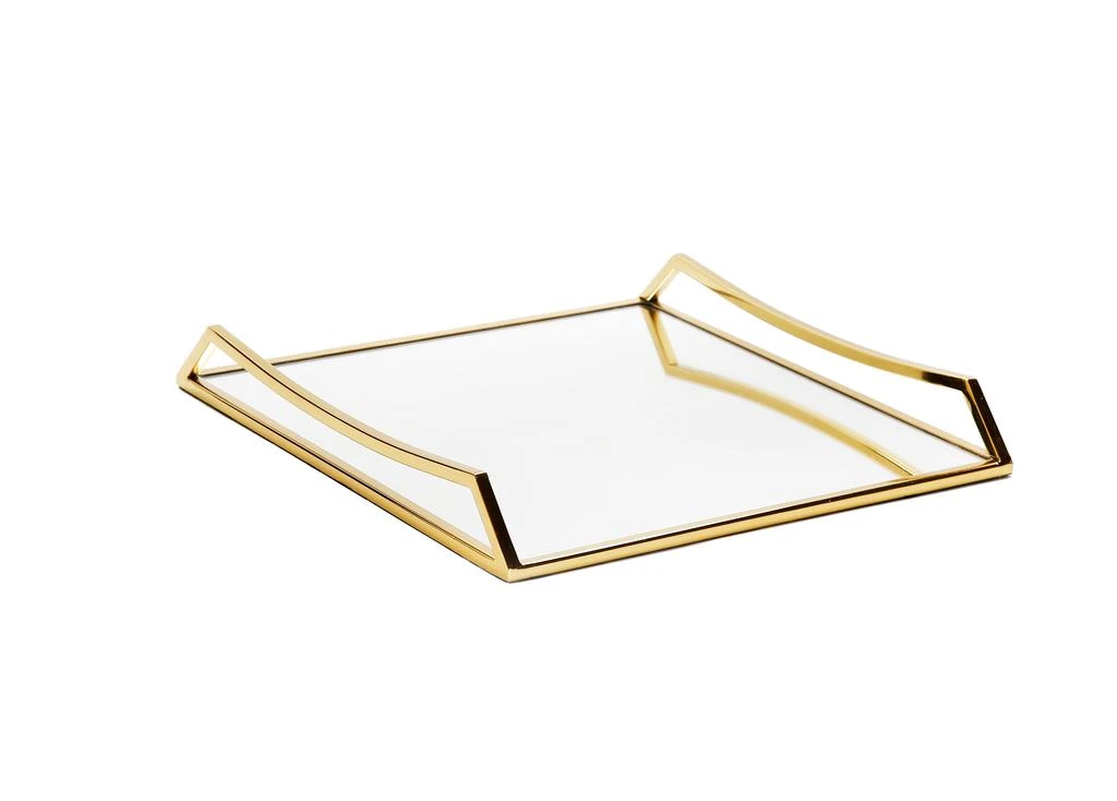 商品Classic Touch Decor|Square Mirror Tray with Gold Handles - 15.75"L,价格¥1064,第1张图片