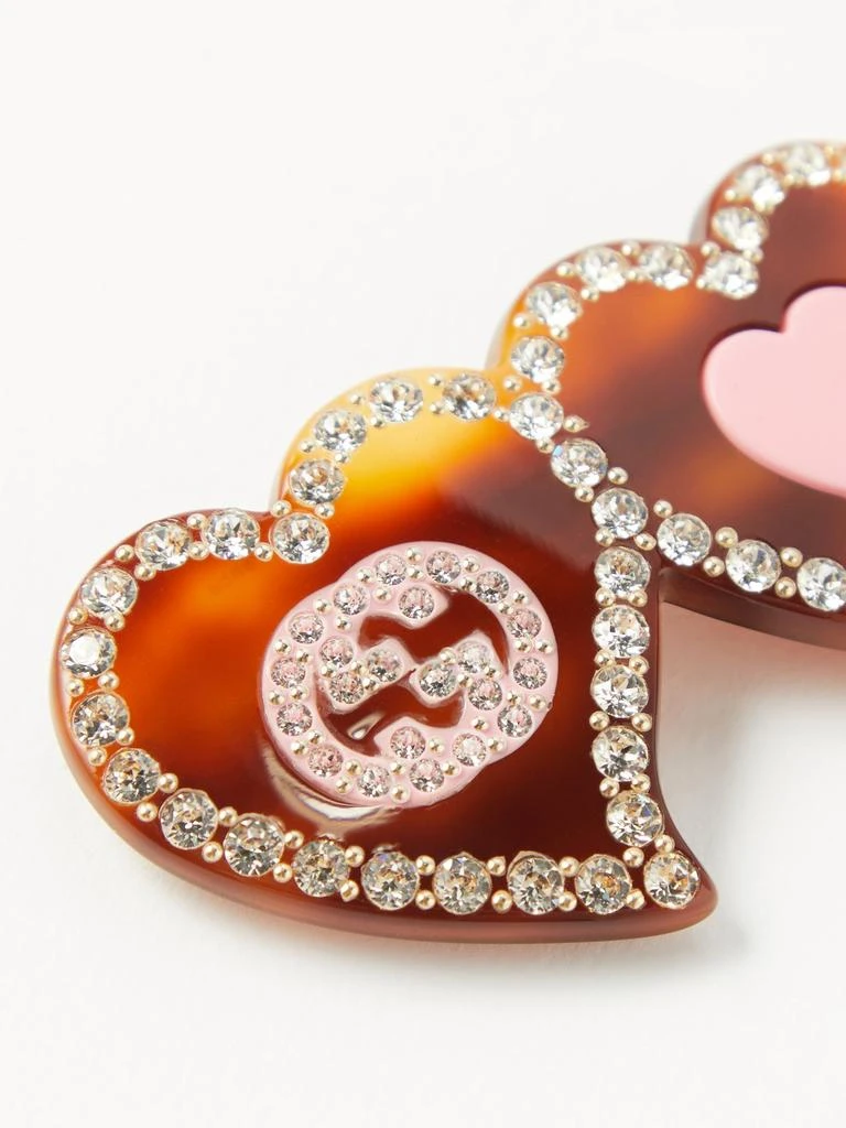 商品Gucci|GG crystal-embellished heart hairclip,价格¥3815,第2张图片详细描述