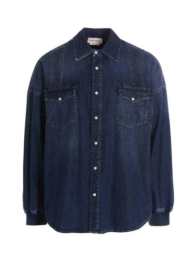 商品Alexander McQueen|Alexander McQueen Camicia Denim in Blue,价格¥3167,第1张图片