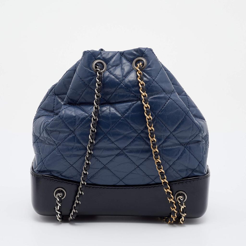 Chanel Blue/Black Quilted Aged Leather Small Gabrielle Backpack商品第4张图片规格展示