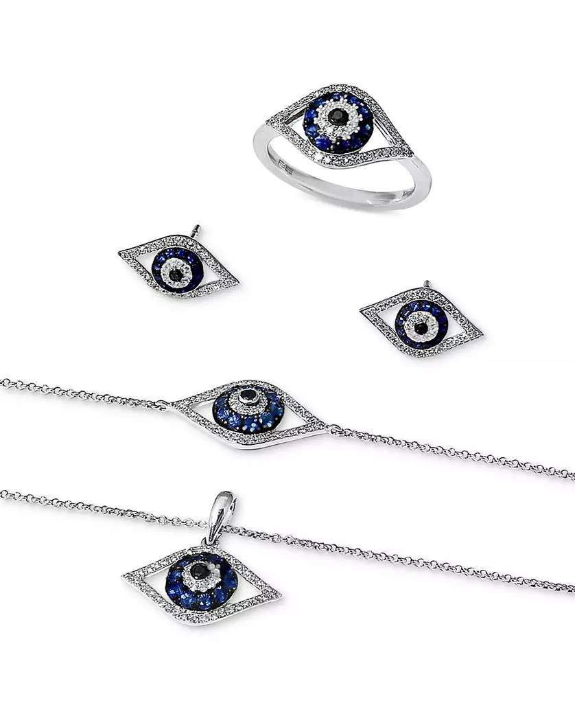 商品Effy|EFFY® Sapphire (1/6 ct. t.w.) & Diamond (1/5 ct. t.w.) Evil Eye Stud Earrings,价格¥6674,第3张图片详细描述