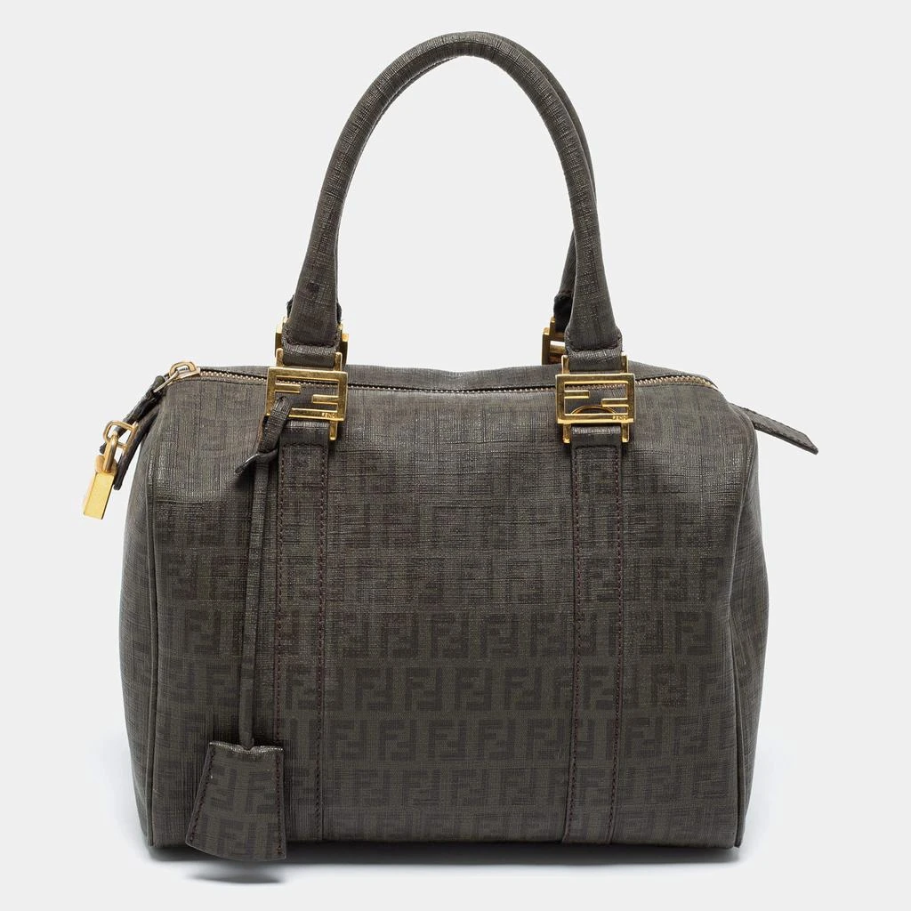 商品[二手商品] Fendi|Fendi Grey Zucchino Coated Canvas Forever Bauletto Boston Bag,价格¥4544,第1张图片