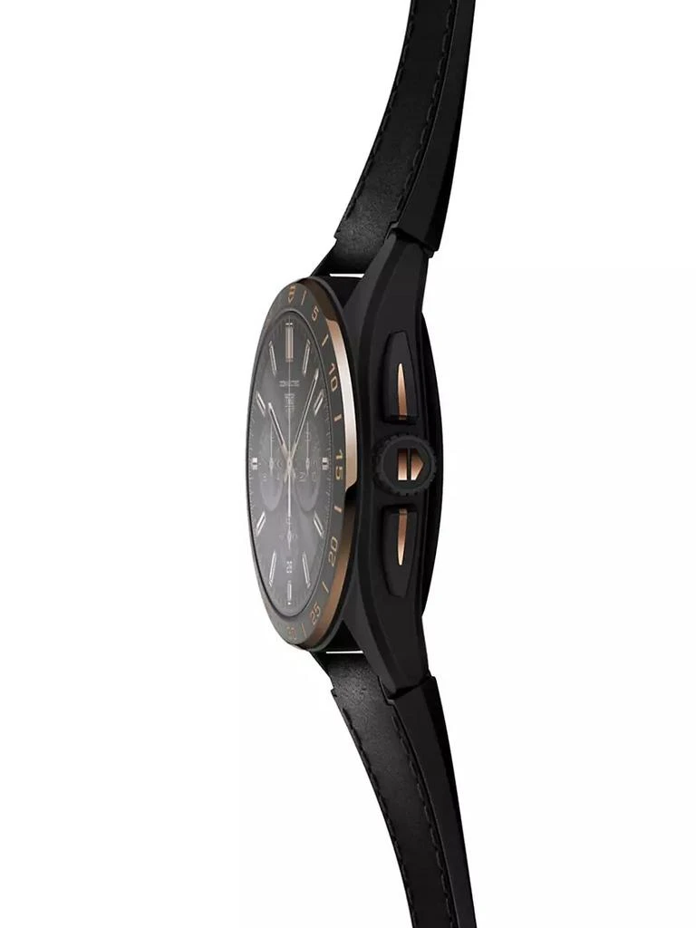 商品TAG Heuer|Connected Calibre E4 Bright Black Edition Titanium, Leather &amp; Rubber Smartwatch/45MM,价格¥22871,第4张图片详细描述