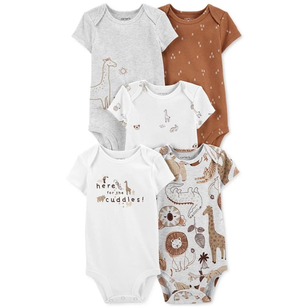 商品Carter's|Baby Boys or Baby Girls Short Sleeve Cotton Bodysuits, Pack of 5,价格¥67,第1张图片