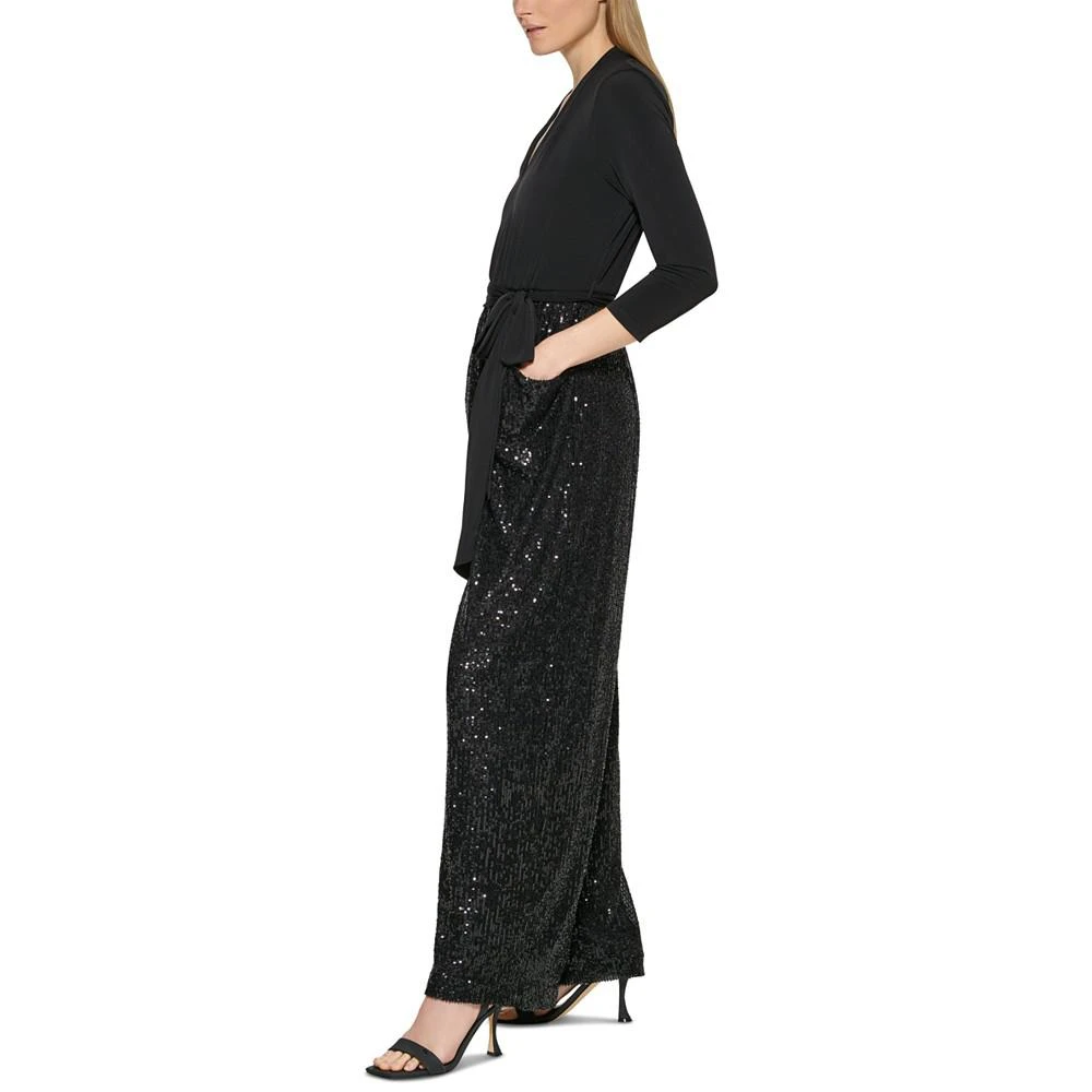 商品Calvin Klein|Jersey-Top Sequin Wide-Leg Jumpsuit,价格¥1322,第3张图片详细描述