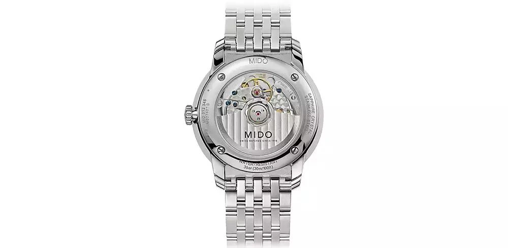 商品MIDO|Men's Swiss Automatic Baroncelli Smiling Moon Stainless Steel Bracelet Watch 39mm,价格¥9120,第2张图片详细描述