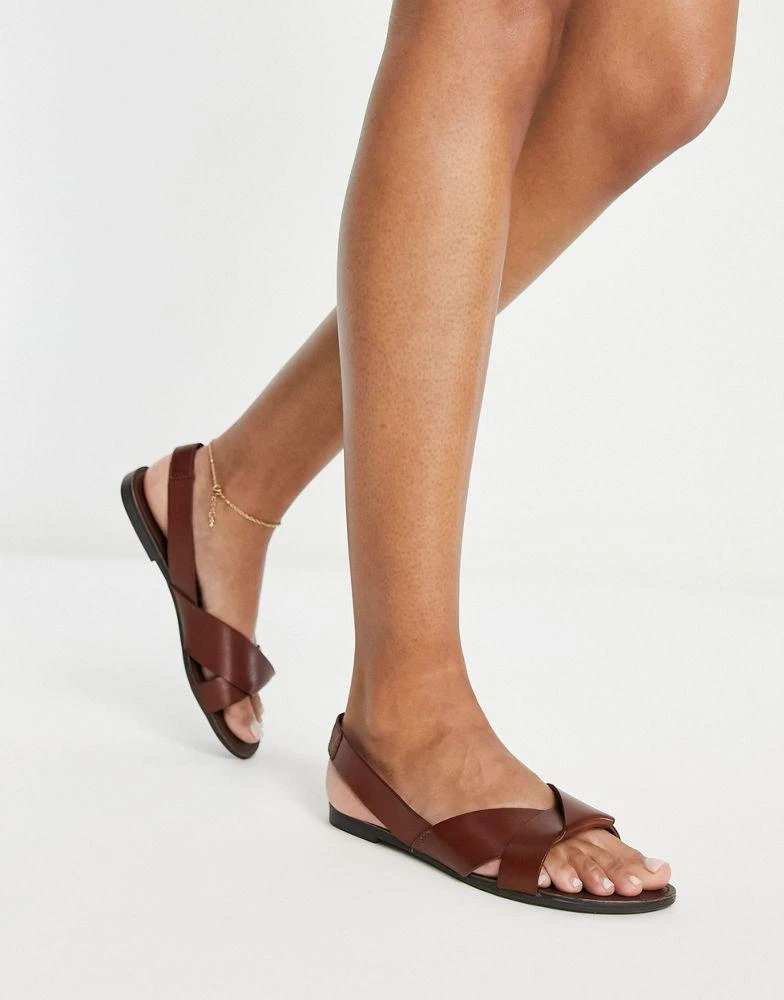商品Vagabond|Vagabond Tia flat sandals in cognac leather,价格¥683,第3张图片详细描述
