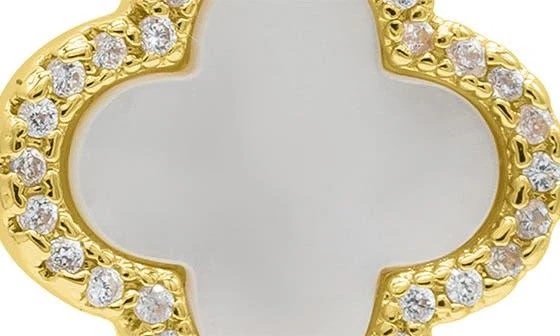 商品ADORNIA|Crystal Halo Clover Hoop Earrings,价格¥188,第4张图片详细描述