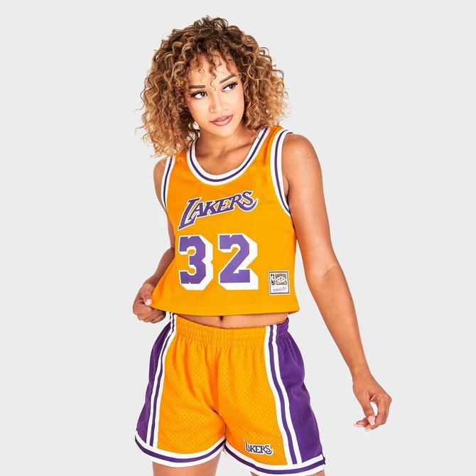 Women's Mitchell & Ness Los Angeles Lakers NBA Magic Johnson Crop Tank商品第3张图片规格展示