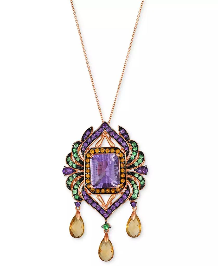 商品Le Vian|Multi-Gemstone Artistic Cluster 18" Pendant Necklace (13-3/4 ct. t.w.) in 14k Rose Gold,价格¥19760,第1张图片