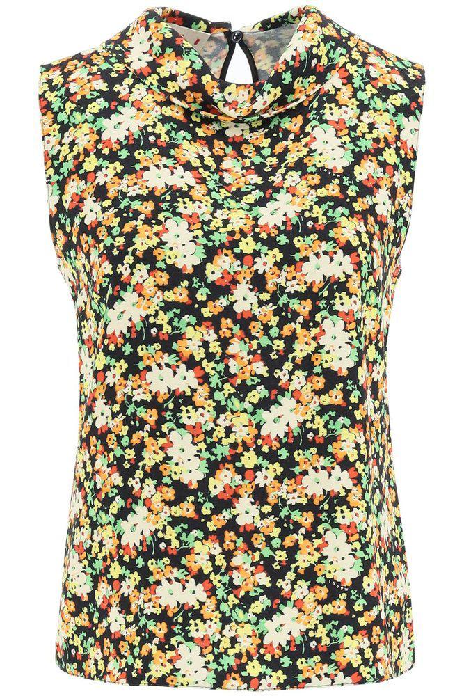商品Marni|Marni Floral Printed Crewneck Sleeveless Top,价格¥2762-¥2944,第1张图片