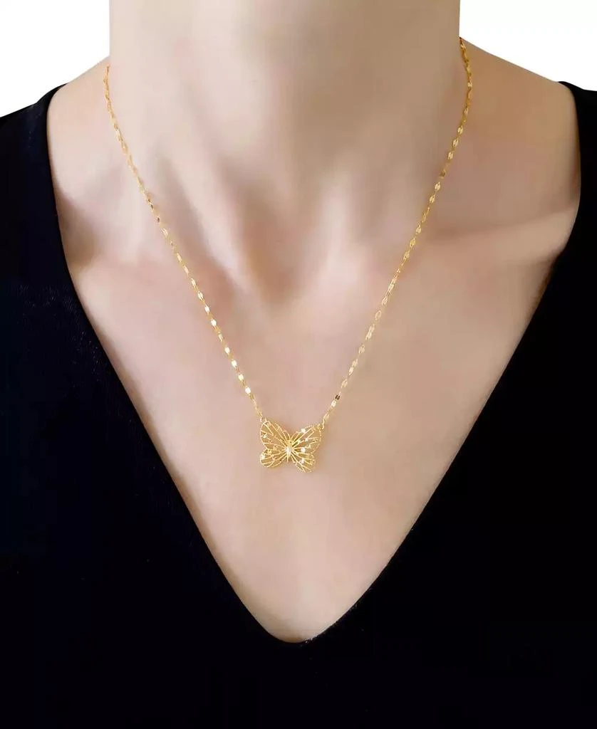 商品Macy's|Butterfly Openwork 18" Pendant Necklace in 10k Gold,价格¥1794,第2张图片详细描述