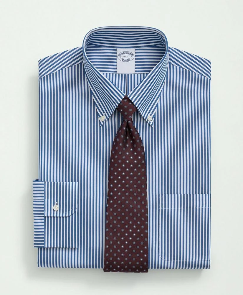 商品Brooks Brothers|Supima® Cotton Poplin Polo Button-Down Collar, Striped Dress Shirt,价格¥947,第1张图片