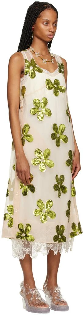 商品Simone Rocha|Beige & Green Floral Midi Dress,价格¥3978,第2张图片详细描述