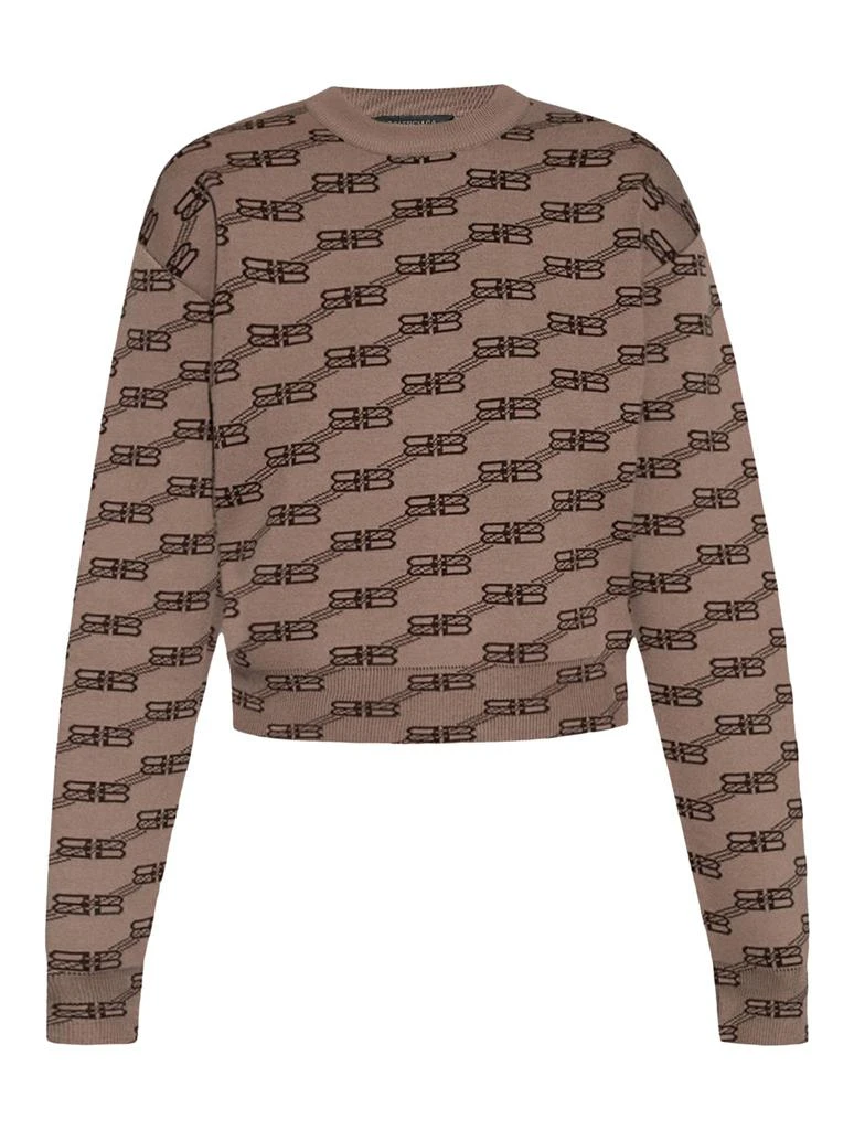 商品Balenciaga|BALENCIAGA BROWN SWEATER WITH MONOGRAM,价格¥9561,第1张图片