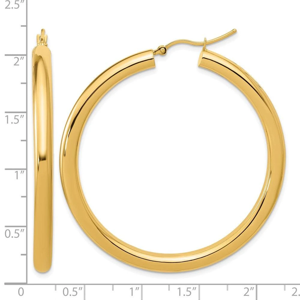 商品Diamond2Deal|14k Yellow Gold 4x50mm Round Hoop Earrings,价格¥11732,第5张图片详细描述