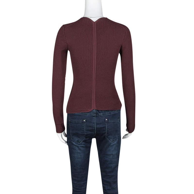 Alexander Wang Burgundy Textured Knit Fitted Sweater S商品第3张图片规格展示