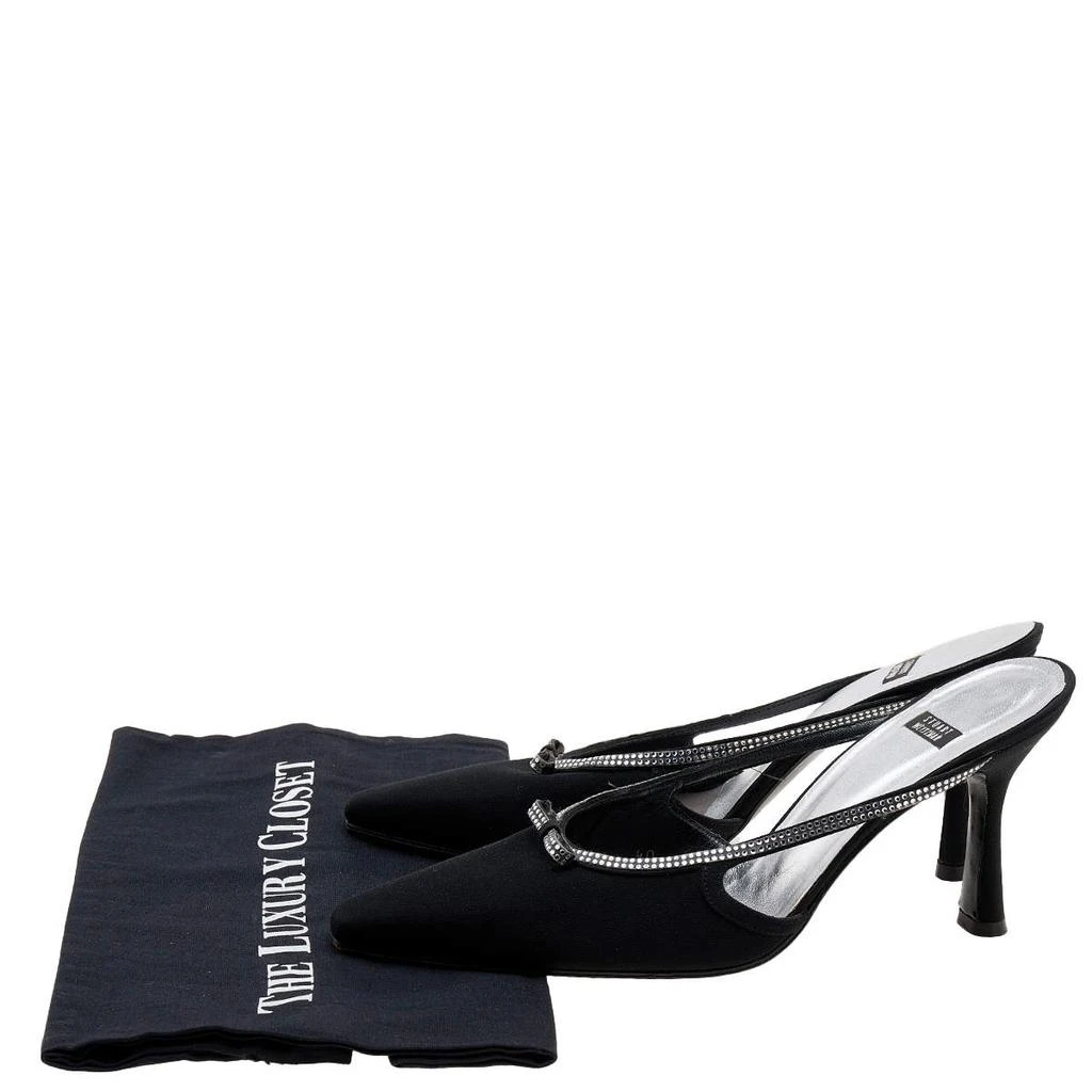 Stuart Weitzman Black Nylon Crystal Embellished Mules Size 40 商品