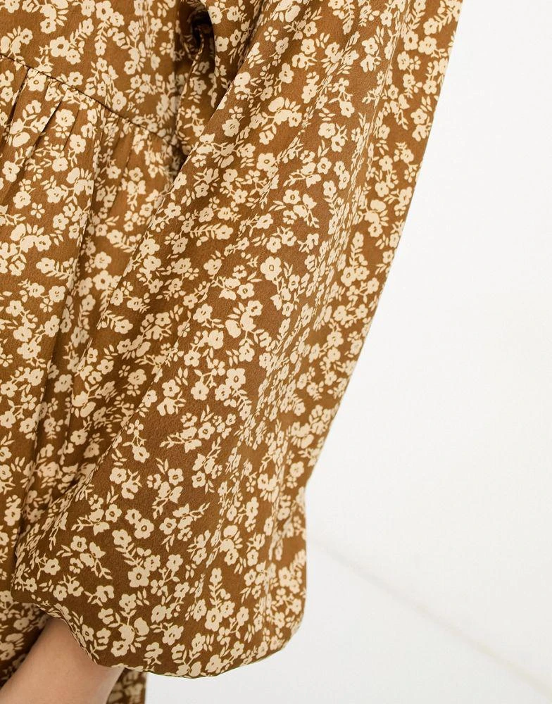 商品Daisy Street|Daisy Street long sleeve smock dress in brown floral,价格¥255,第3张图片详细描述