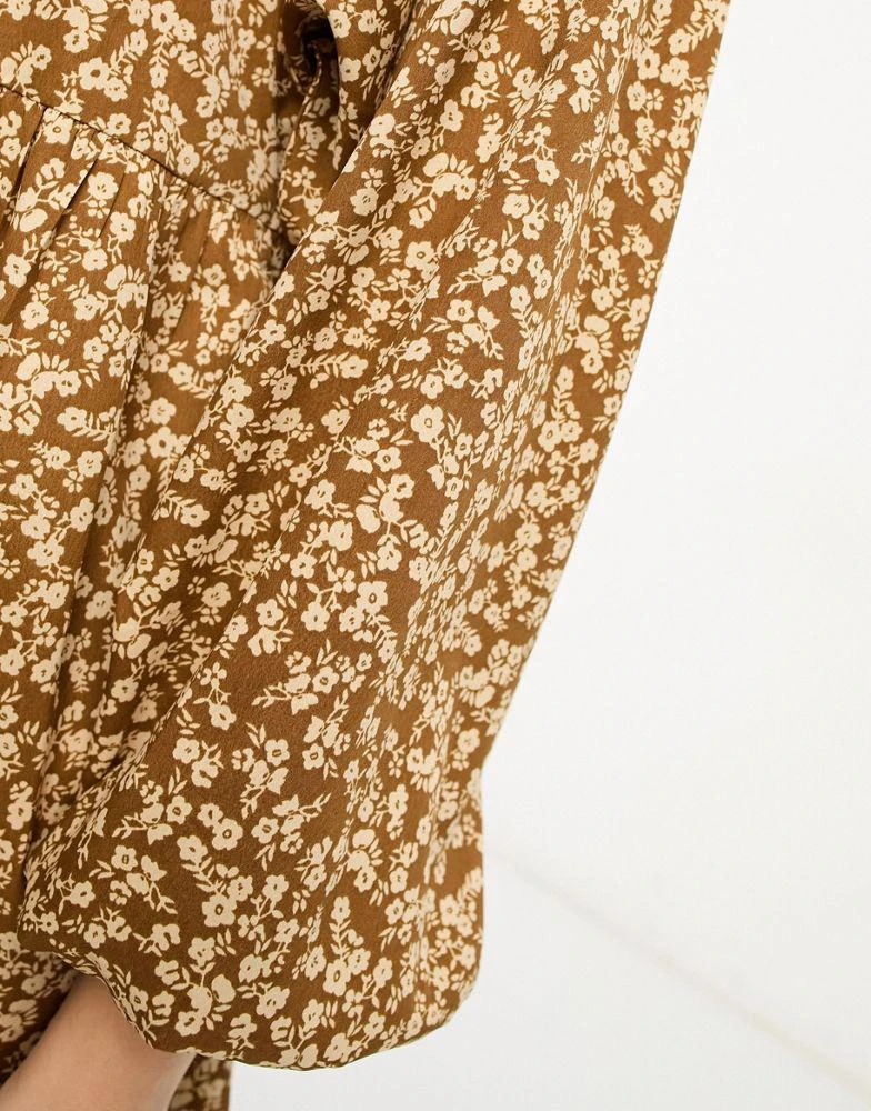 商品Daisy Street|Daisy Street long sleeve smock dress in brown floral,价格¥181,第3张图片详细描述