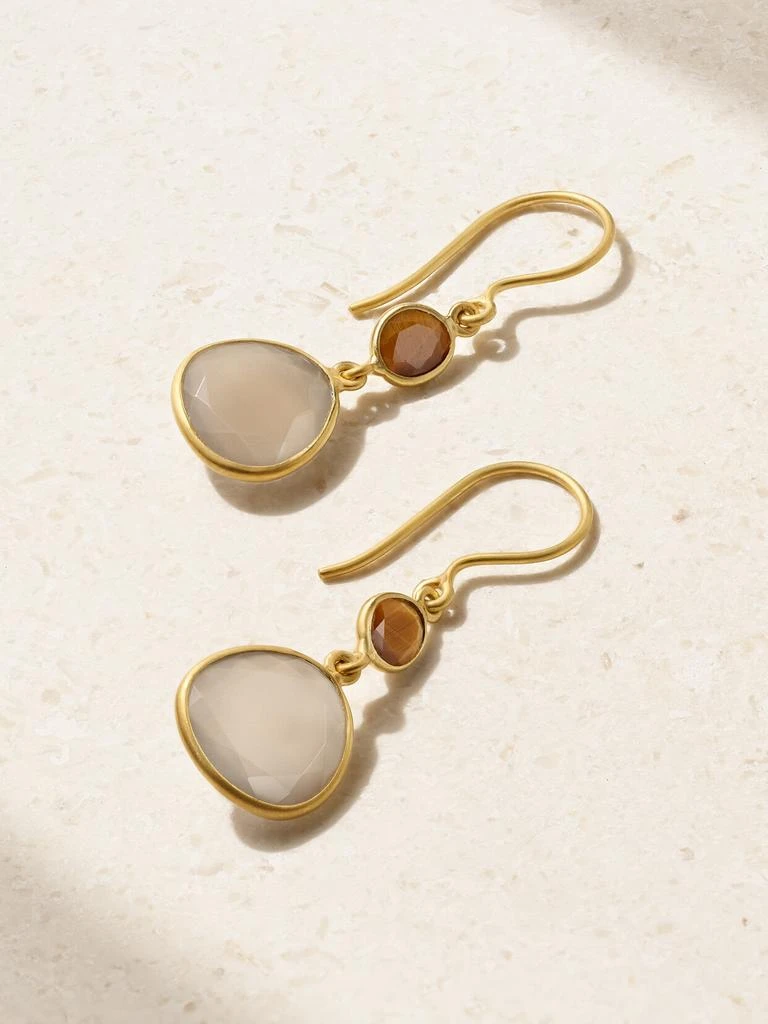商品Pippa Small|18k 黄金、月长石、虎眼石耳环,价格¥4620,第1张图片