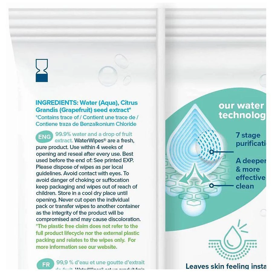 商品WaterWipes|Original 99.9% Water Based Wipes, Hypoallergenic for Sensitive Skin Unscented,价格¥24,第4张图片详细描述