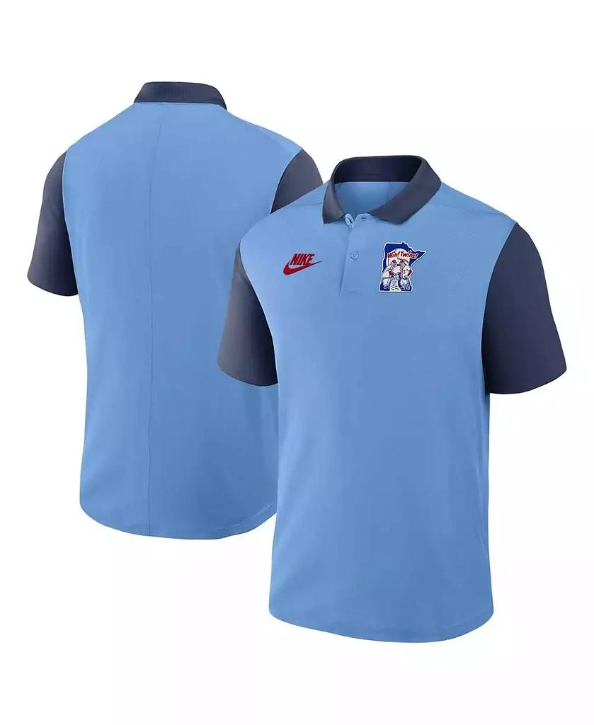 商品NIKE|Men's Light Blue/Navy Minnesota Twins Cooperstown Collection Color-Block Victory Performance Polo Shirt,价格¥483,第1张图片